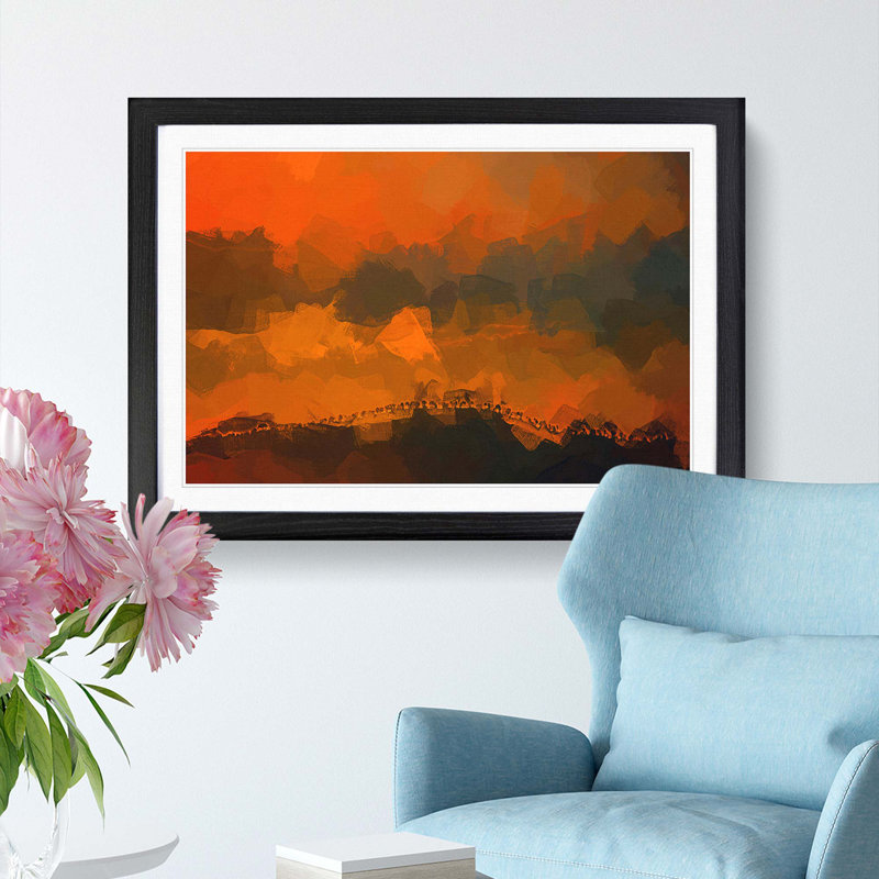 Hills in Tuscany Italy in Abstract - Picture Frame Graphic Art Print, 27cm H x 36cm W x 2cm D, Black Framed