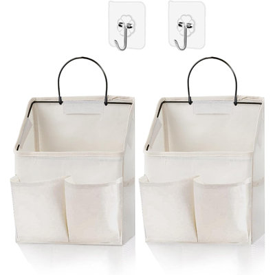 Paquet de 2: sac de rangement mural, sac de rangement mural avec poches, rangement mural pour la cuisine de la chambre à coucher du dortoir (blanc - amélioré)…