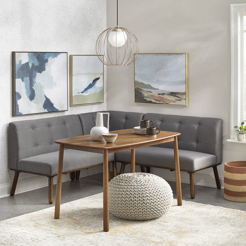 Chesnee 3 Piece Nook Bench Set, Gray