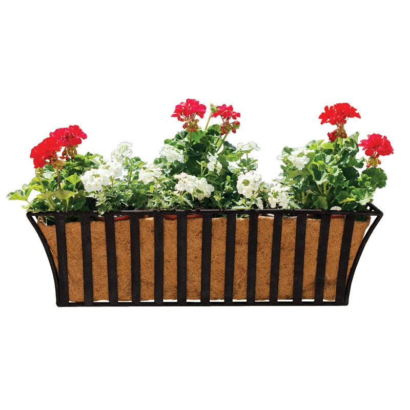 Riggle Handmade Metal Railing Planter, 9" H x 30" W x 9" D, Satin Black