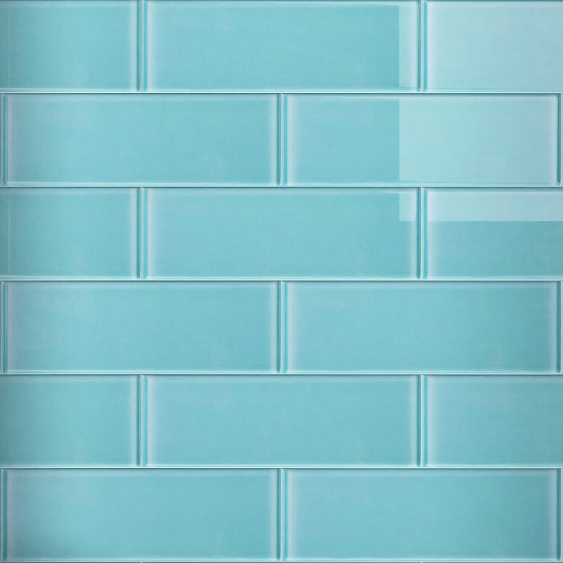 Carreau de mosaïque en verre Crystile 4 po x 12 po, Bleu vert