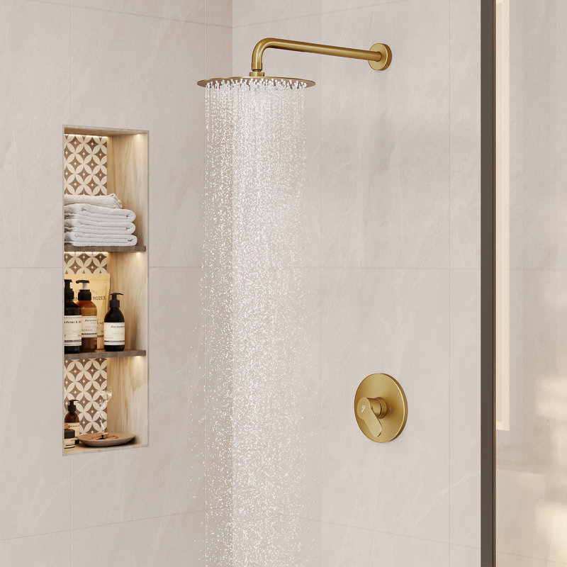 All-In-One Kit with Rough in-Valve, Brushed Gold