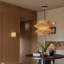 Luminaire suspendu 1 lumière rotin fleur brune-1011922109