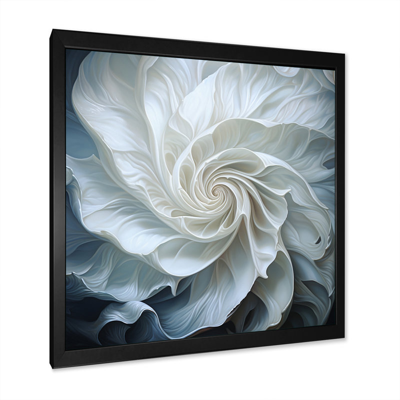 Seashell Monochromatic Whispers I - Animals Wall Art Living Room, H 30 po x l 30 po x P 1 po, Cadre simple noir