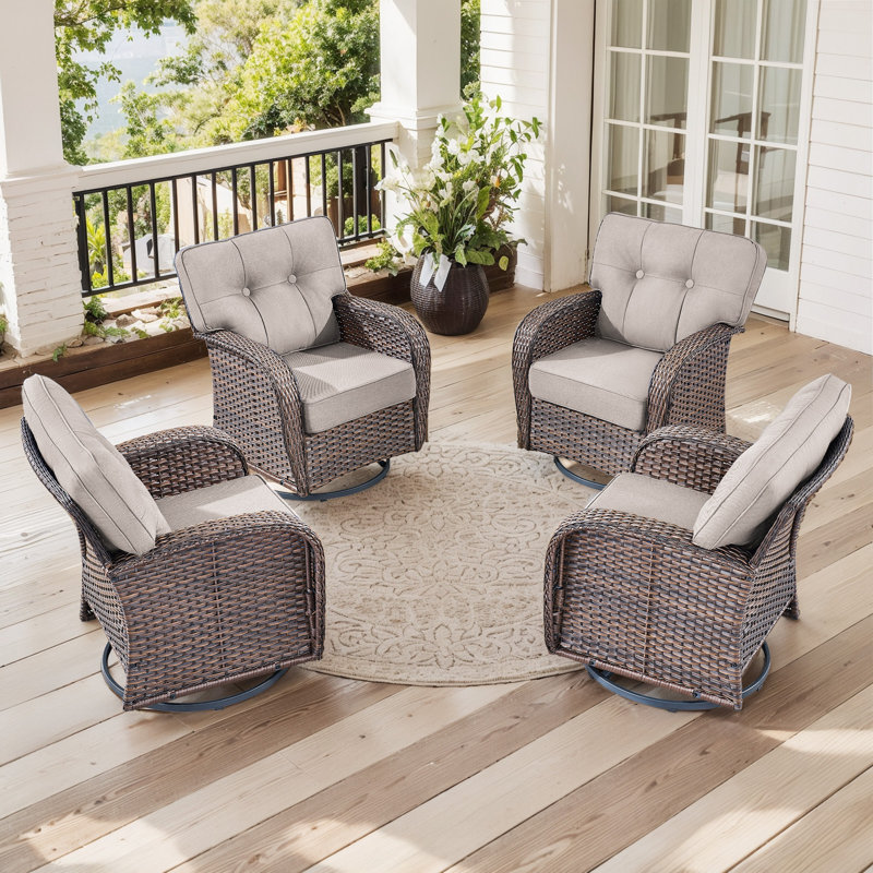 Ensemble de conversation pivotant avec coussins 4 pièces Nikole, Beige