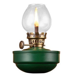 Oil Lamp - 5” Tall Nautical Lamp With Naval-Style Weighted Body And Glass Bulb - Decorative Kerosene Lantern With Adjustable Wick - Oil Lamps For Indoor Or Outdoor Use By Kings County Tools (Green)