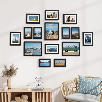 15-Pack Multi-Size Picture Frame Set - Includes 8X10, 5X7 & 4X6 Inch Frames, Ready-To-Use With Stand & Hooks, Gallery Wall Display For Home Decor & Gifting