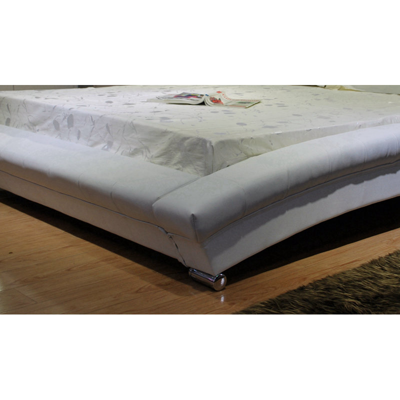 Upholstered Sleigh Bed, Queen, White