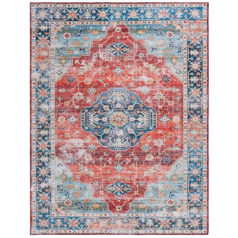 Tapis bleu / rouille Danna Performance, Rectangle 8 pi x 10 pi