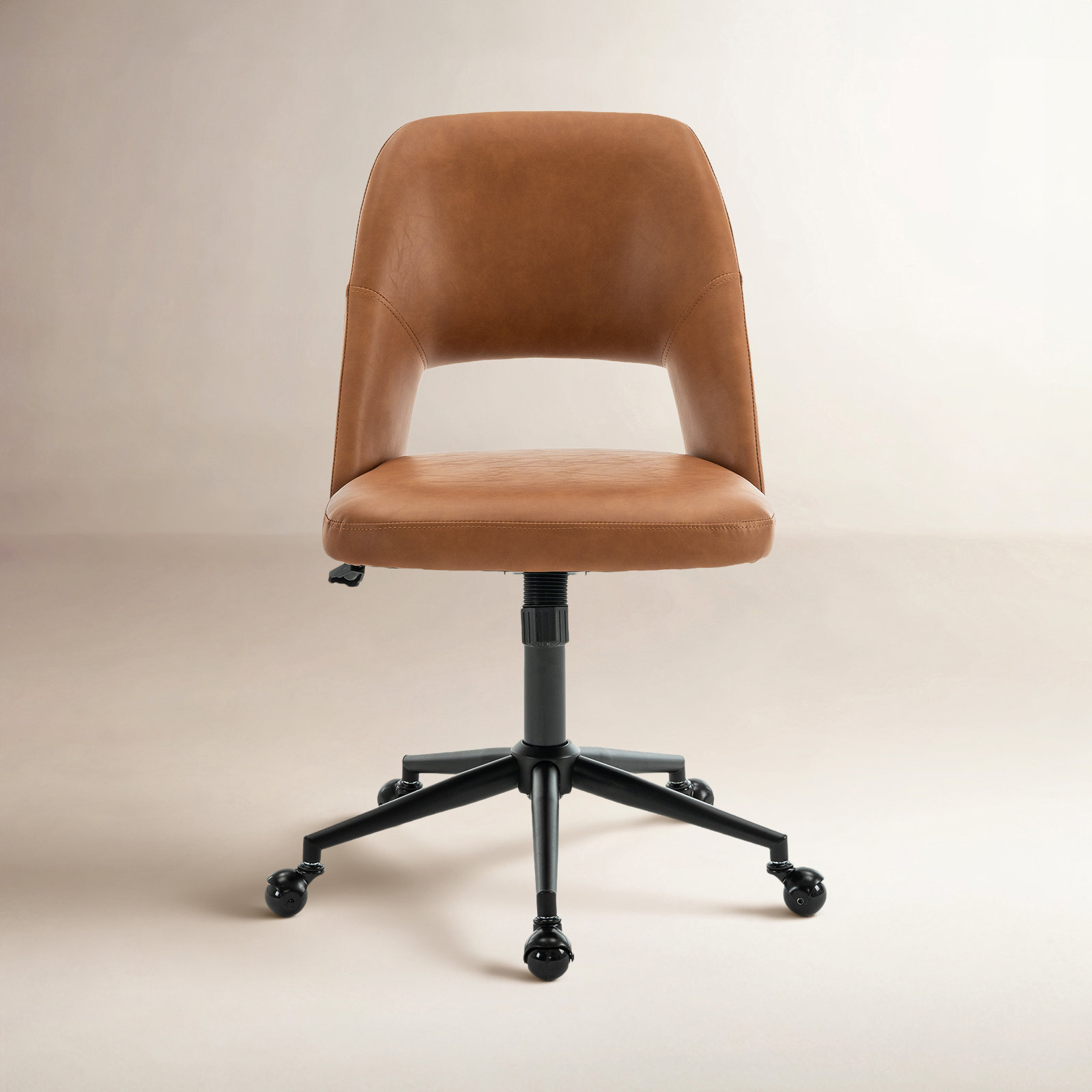 Gramercy Office Chair with Lumbar Support, 	Brown Faux Leather