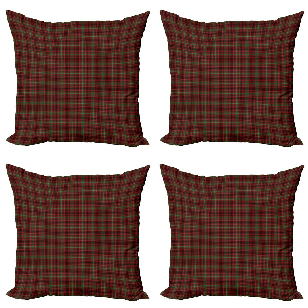 Dekokissen Kissenbezug, Scottish Stil Illustration, Plaid, Vermilion Grün Schwarz