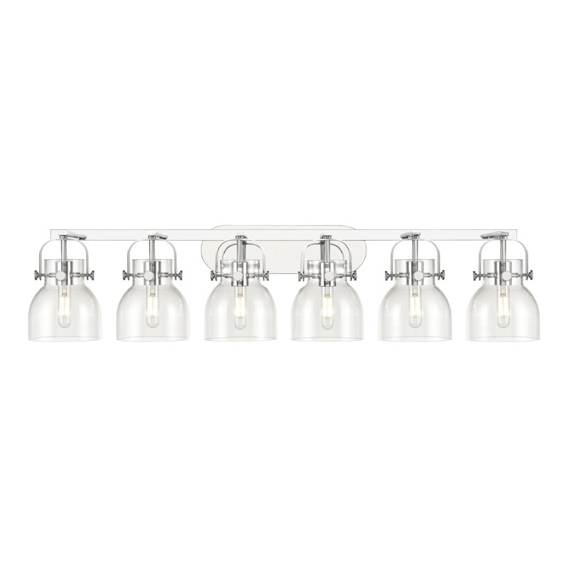 Éclairage pour meuble-lavabo mural 6 po Skycrest, Transparent, Chrome poli, Six lumières