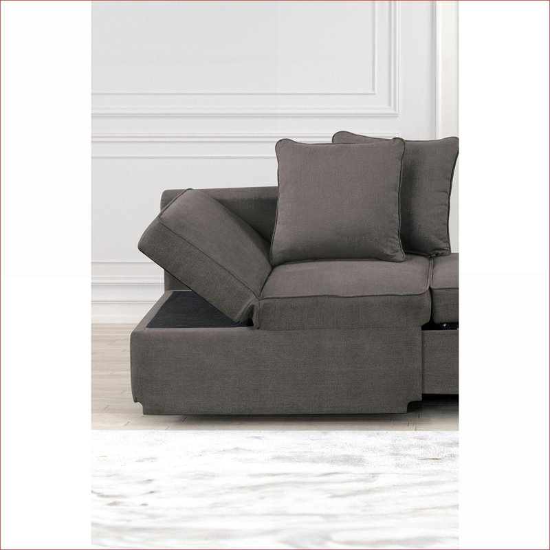 Fauteuil d'appoint convertible en tissu gris clair, siège simple avec rangement et amp; Coussins pour salon, chambre à coucher, adultes