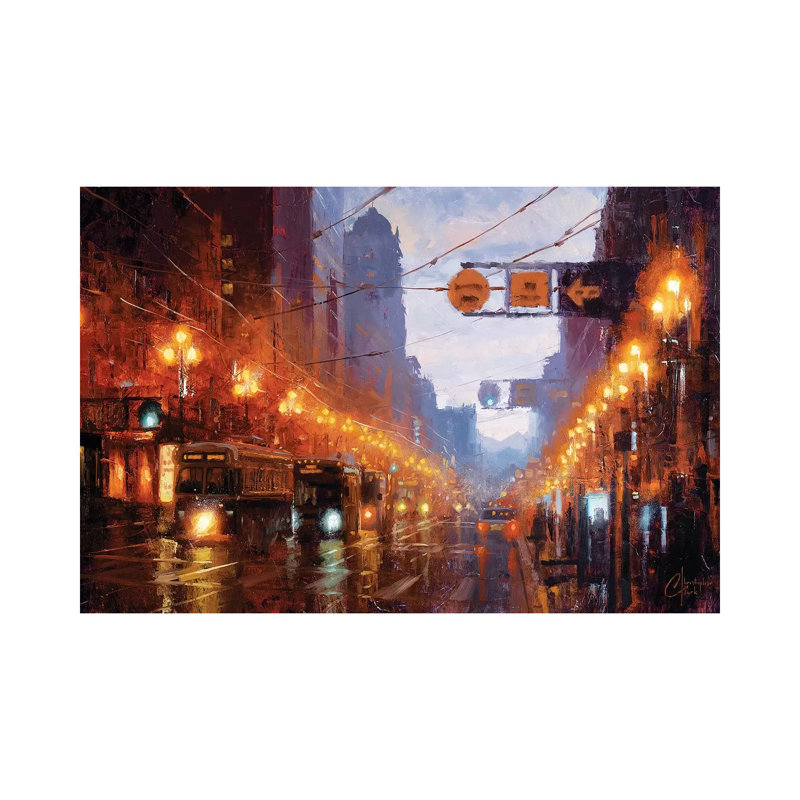 San Francisco At Dusk by Christopher Clark - Painting on Canvas, Wrapped Canvas, 66.04cm H x 101.6cm W x 3.81cm D