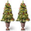 Sapin de Noël artificiel pré-illuminé de 1,5 m dans un pot en forme d'urne - Faux sapin de Noël en pot avec pommes de pin, baies rouges et 11 modes d'éclairage DEL pour la décoration d'entrée et de porche intérieur-2099728675-2099728677