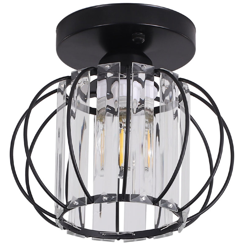 Aalaya Crystal Semi Flush Mount, Matte Black