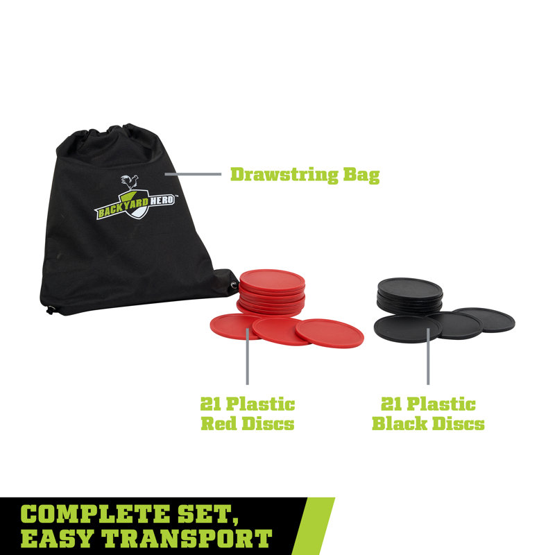 Giant Pinewood 4 in a Row Game with Black and Red Discs