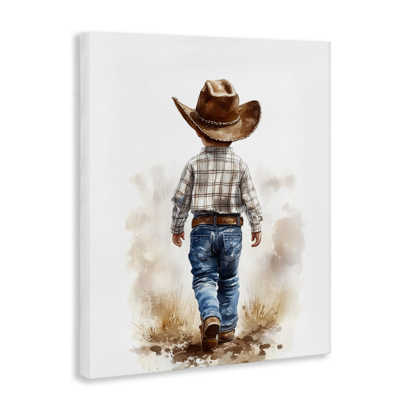 «Rustic Cowboy Child», toile par Christine Simpson, art, H 20 po x l 16 po