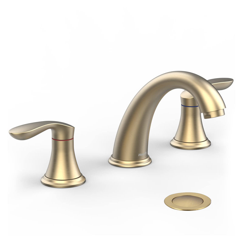 Bathroom Sink Faucet, Faucet For Bathroom Sink, Widespread Brushed Gold Bathroom Faucet 3 Hole, Brushed Gold