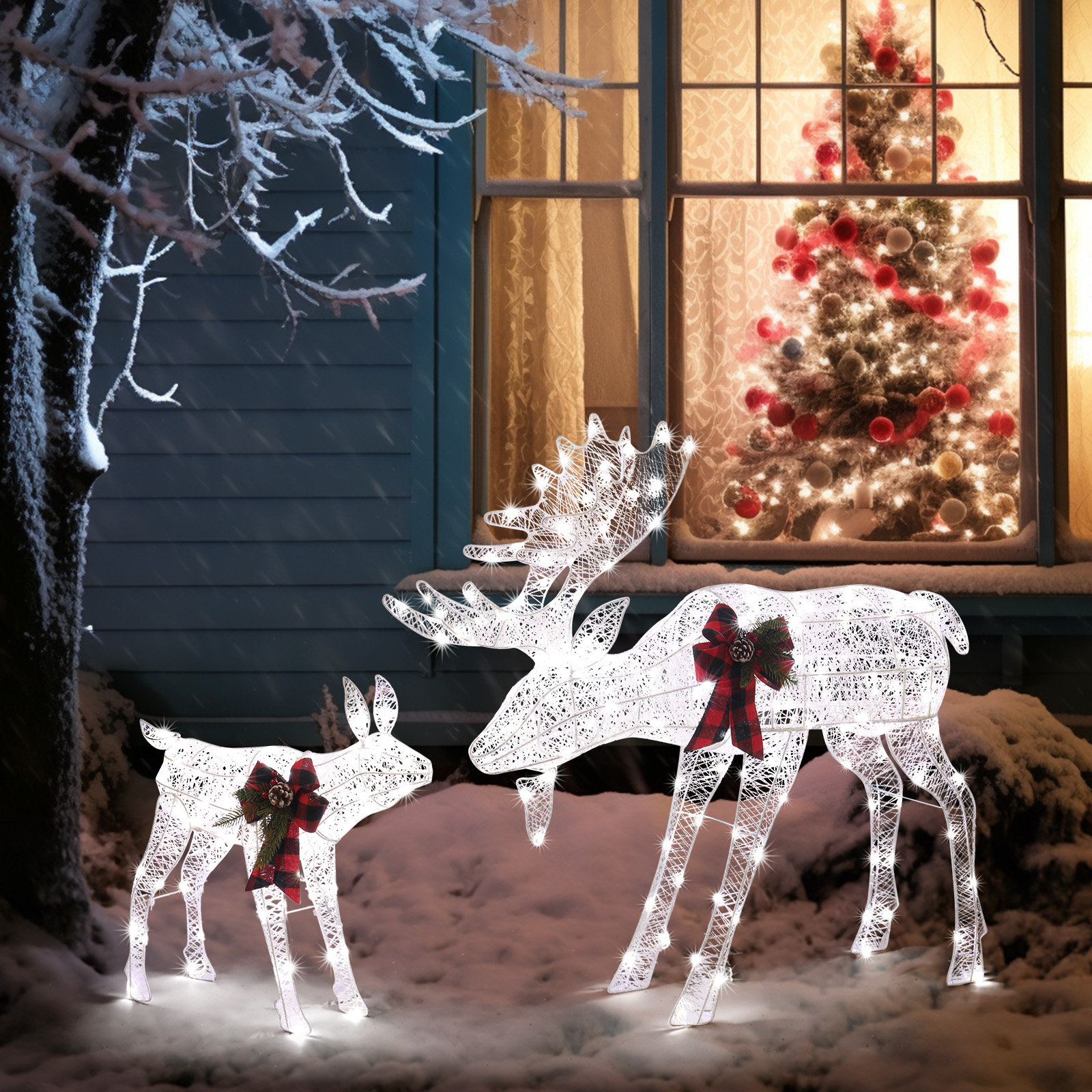 Jalyrica Lighted Moose Family Set, White