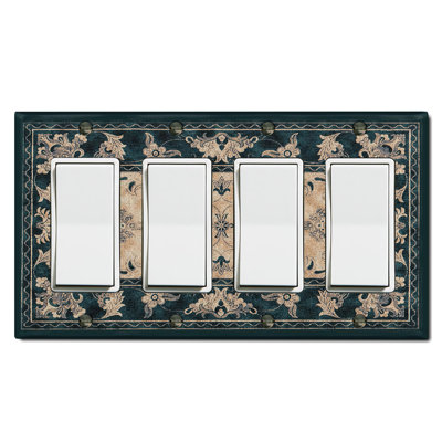 Elegant Beige Dark Green Carpet Print 4 - Gang Rocker Standard Wall Plate