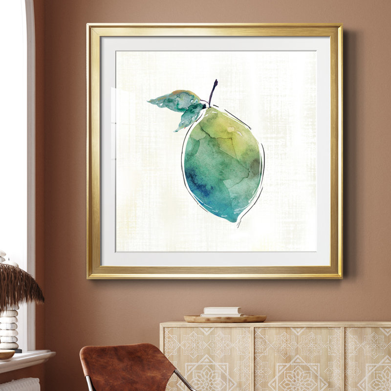 Happy Lime - peinture encadrée, H 30,5 po x l 30,5 po x P 1,5 po, Cadre doré