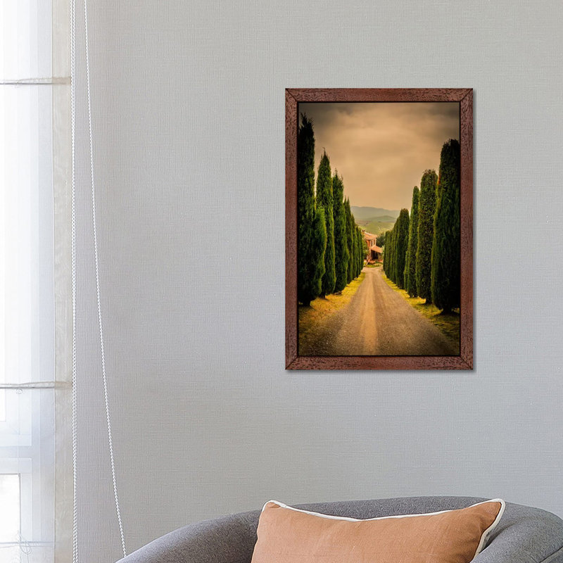 Val D'Orcia, Tuscany by Enzo Romano - Floater Frame Print on Canvas, Brown Framed, 66.04 cm H x 45.72 cm W