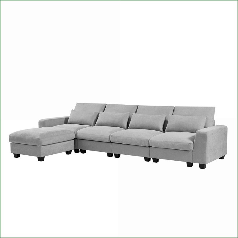 Canapé modulaire en méridienne réversible en L Chenille | Standard, Chenille beige
