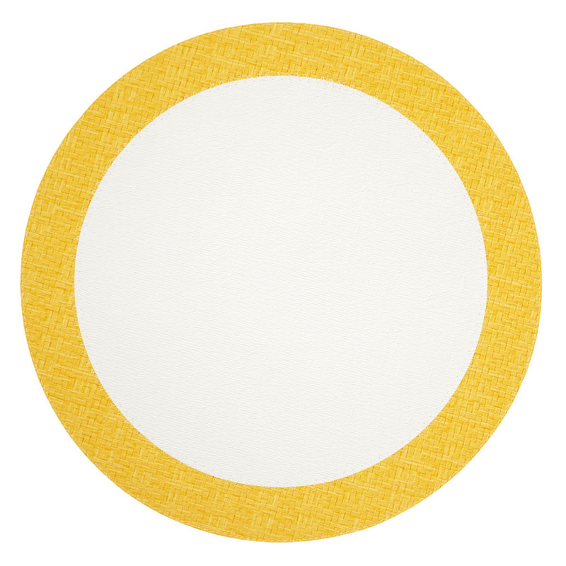 Halo Round Placemat Set, White;Sunshine