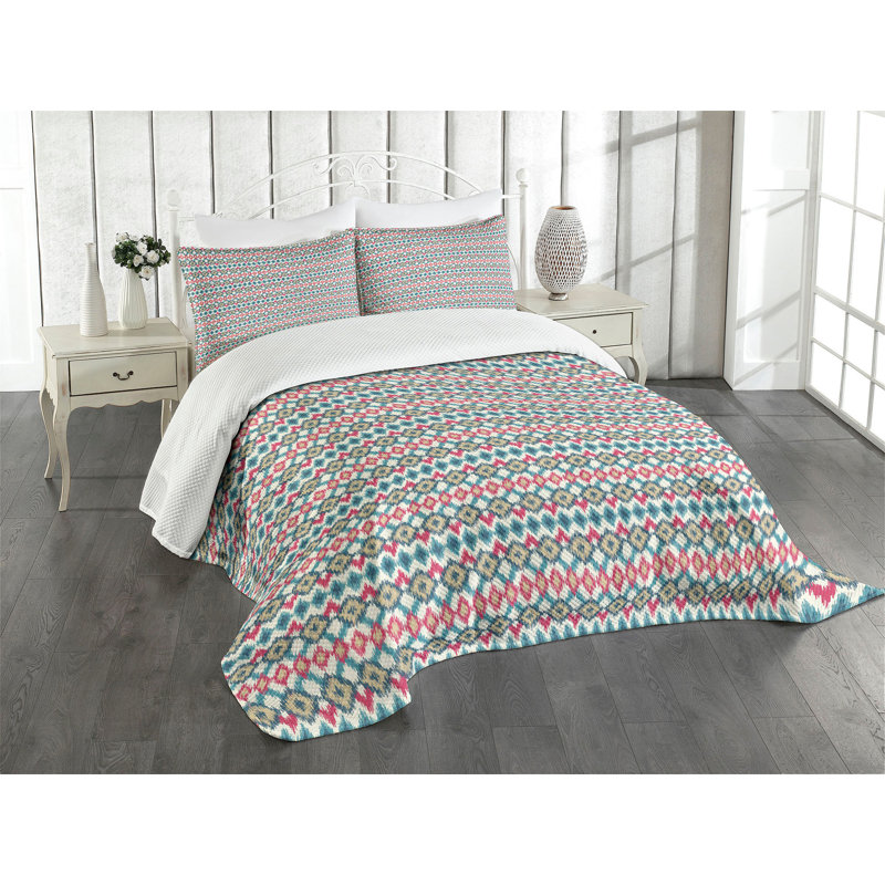 Ensemble de couvre-lit Ambesonne Ikat, Couvre-lit très grand + 2 taies décoratives stan
