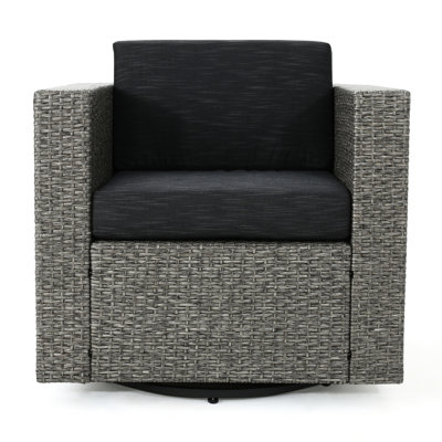 Black And Gray Swivel Chair For Outdoor Use, , Water- Padding, Comfortable In Gray, Superior Water-Repellent Cushion, Comfort
