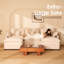 Canapé modulaire 108 po, canapé modulaire à assise profonde avec repose-pieds Cloud, canapé rembourré en lin pour salon et appartement, beige-2001255464-2001255466