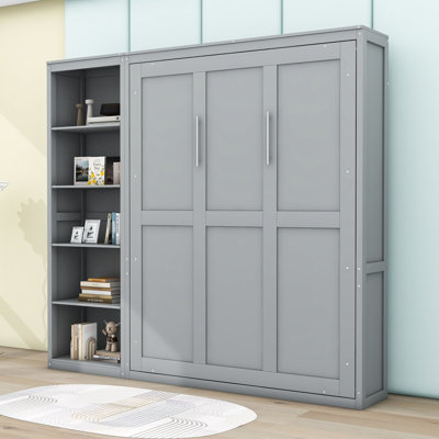 Geva Wood Murphy Bed with Shelves and Slats