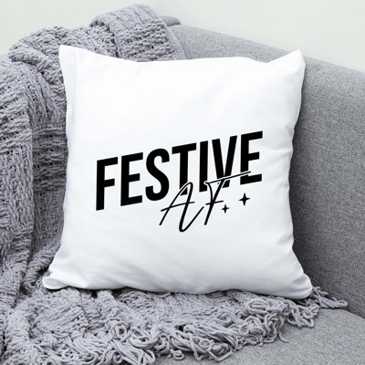 Christmas_Black-16 Polyester/Polyester Blend Reversible Throw Pillow
