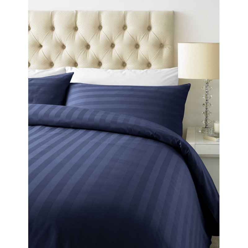 Rosalind Wheeler Frieda Cotton Blend Striped Duvet Cover Set with Pillowcases, Double Duvet Cover + 2 Standard Pillowcases