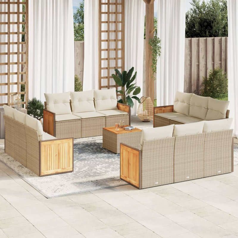  Ensemble de canapé de jardin beige, blanc crème