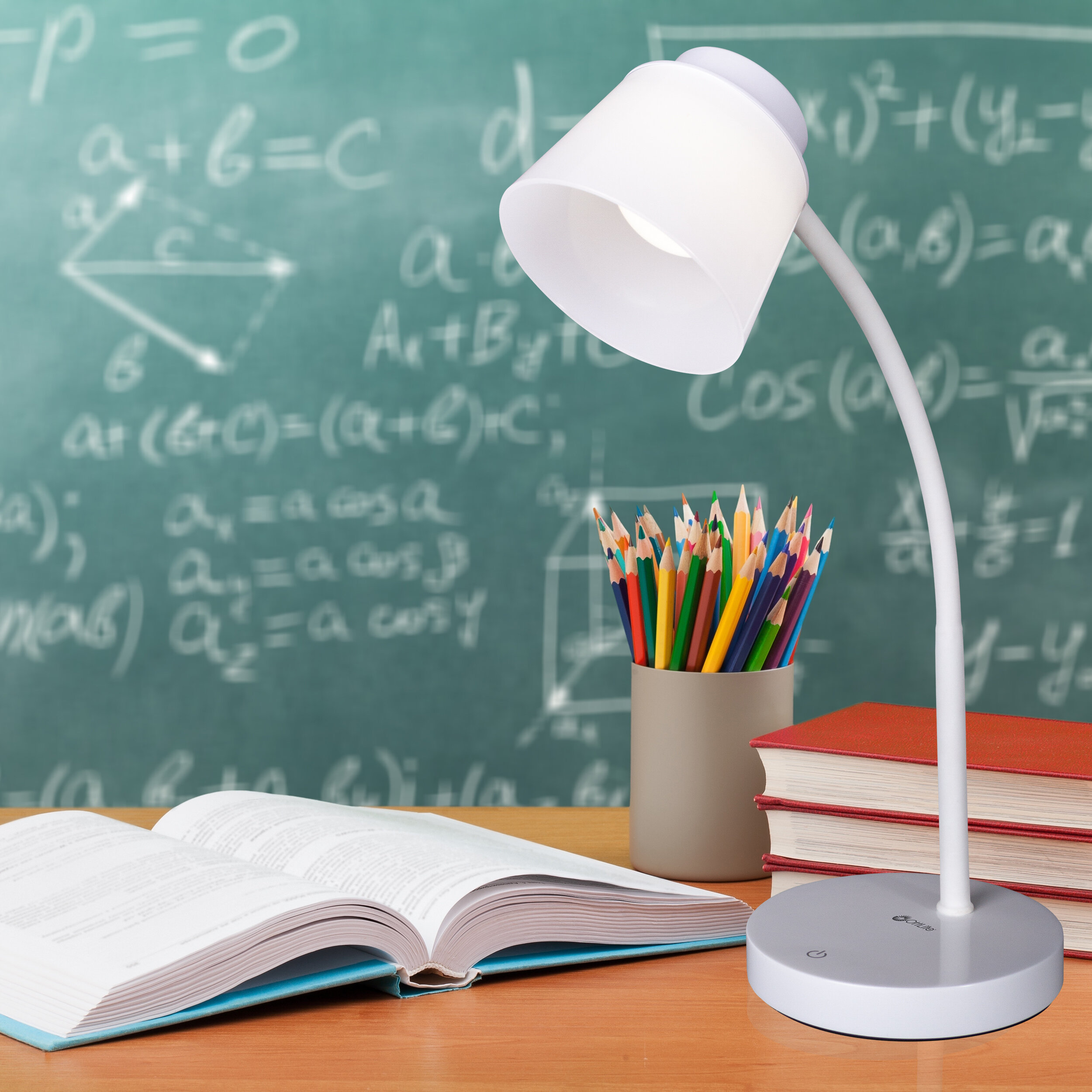 OttLite Clarify LED Desk Lamp with Brightness Settings, Modern White  Design, ClearSun Lighting  Reviews Wayfair