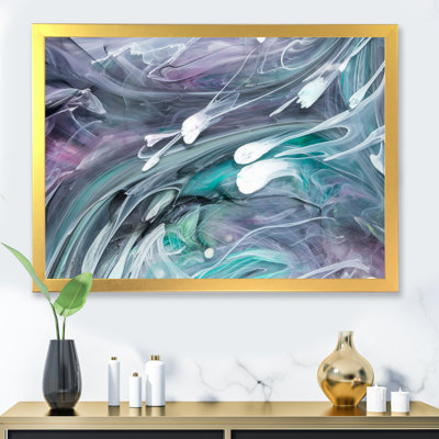 Turquoise et mauve liquide Flow Art II - œuvre d'art moderne sur toile