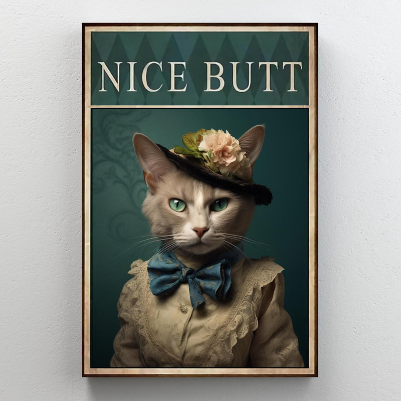 Chat avec un joli bout à bout sur toile, H 36 po x l 24 po x P 1,25 po