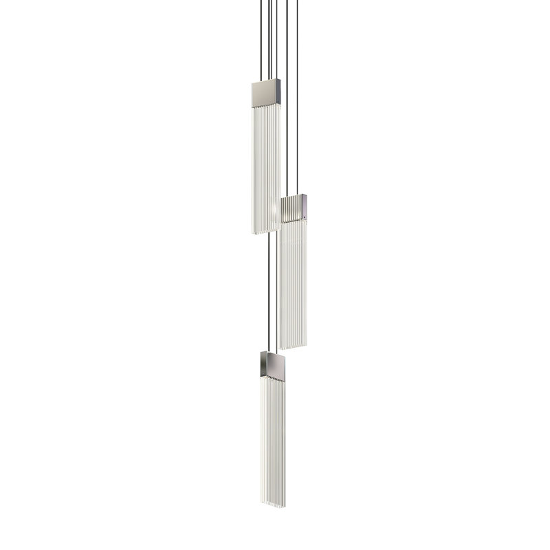 V Panels 3 - Light LED Pendant, Polished Chrome