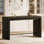 Table de bar de 63 pouces, table de salle à manger à hauteur de comptoir moderne avec repose-pieds en métal, unité de bar rectangulaire étroite pour la cuisine, la salle à manger, le salon, le bistro, noir