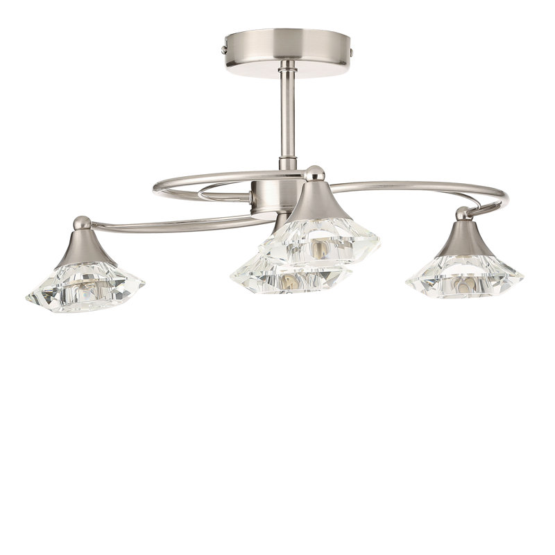 Greenhaw Glass Semi Flush Mount, Satin Chrome