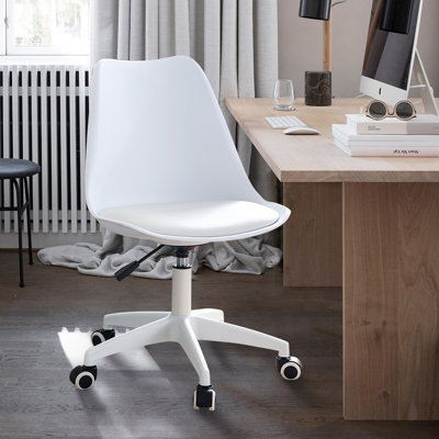 Chaises de bureau modernes à domicile, chaise d'ordinateur pivotante à 360 ° réglable en plastique avec roues pivotantes pour le salon, la chambre à coucher, le bureau, la salle à manger et le bureau. W151266489