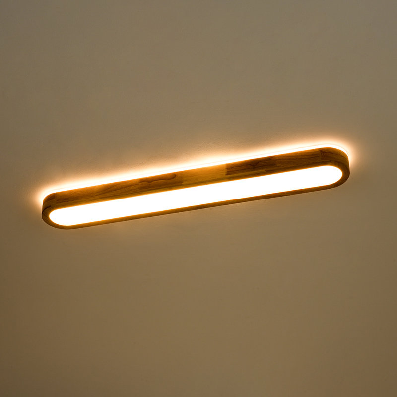 Cristalle Wooden Long Oval Led Flush Mount, 3000K
