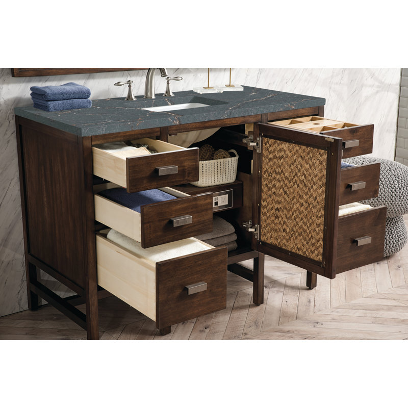 Addison Single Vanity, Mid-Century Acacia, Parisien Bleu, 8" Widespread