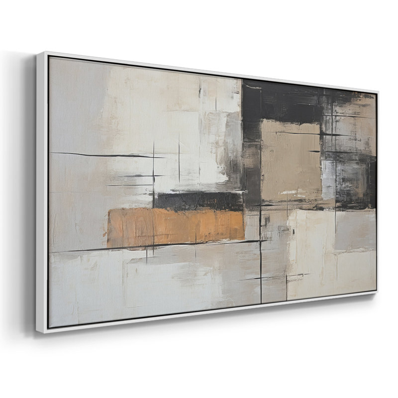 Abstrait, série CCLVII, toile tendue avec châssis, prête à être accrochée, H 25 po x l 49 po, Blanc