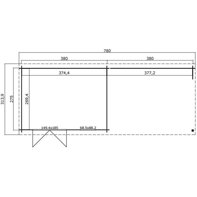 Lasita Reno 25 x 10 Ft. Pent Roof Summerhouse With An Undercover Canopy (28mm)