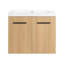 Meuble-lavabo flottant 24 po avec lavabo, armoire en contreplaqué de chêne clair, rangement à double porte mural, avec comptoir en résine