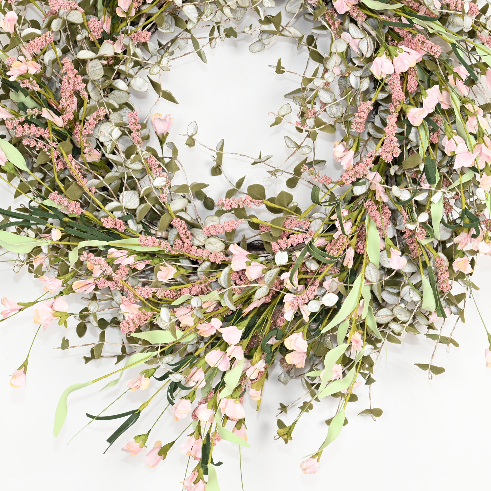 26" Handcrafted Mini Eucalyptus Wreath, Pink