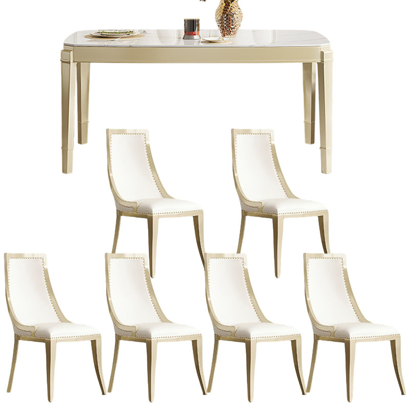 French style modern rectangular dining table sets, 31.1"H x 55.1"L x 31.5"W